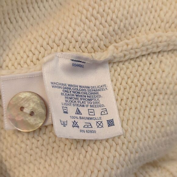 Land's End white knit cardigan sweater size small - Picture 7 of 9